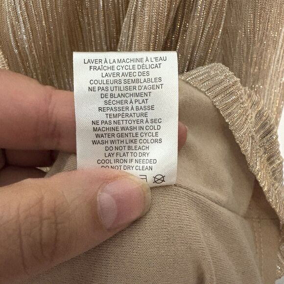 Rachel Zoe Plus Size 2X Peasant Top Blouse Rose Gold Metallic  3/4 slv Popover - Picture 6 of 7